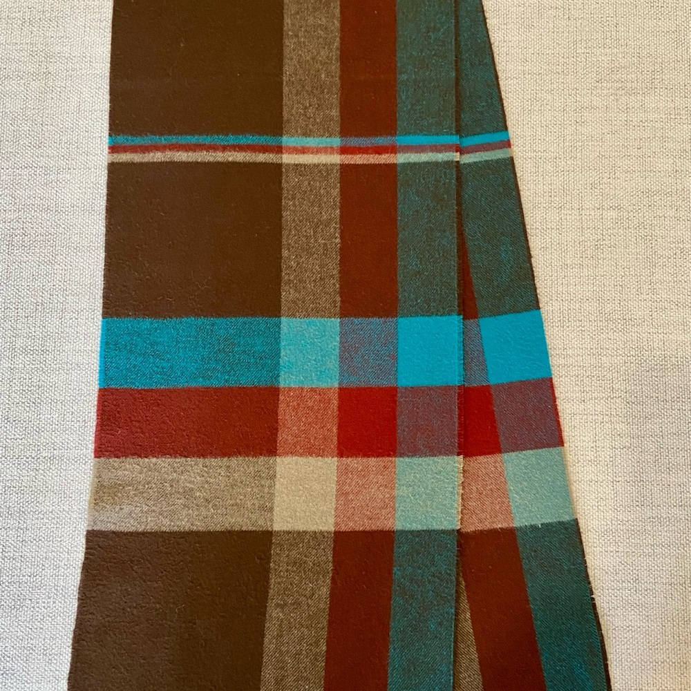 Colorful Plaid Scarf with Red and Blue Highlights